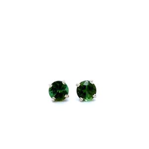 14k White Gold Green Tourmaline Stud Earrings 4.5mm