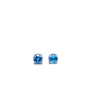 14k White Gold Blue Topaz Birthstone Stud Earrings 3mm