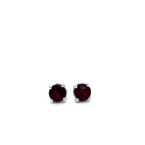 14k White Gold Garnet Birthstone Stud Earrings 4mm