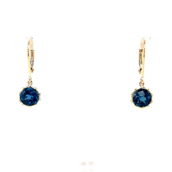 14k Yellow Gold London Blue Topaz Earrings