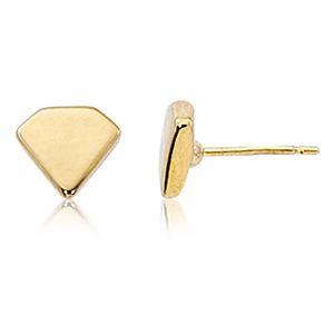 14k Yellow Gold Diamond Shaped Stud Earrings