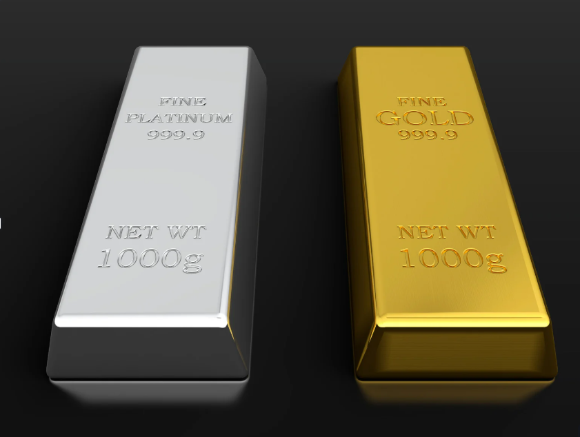 Platinum and gold bars