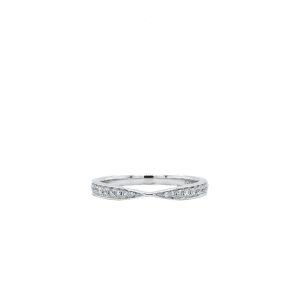 18k White Gold Diamond Pinched Band