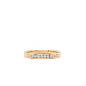 14k Yellow Gold Diamond Channel Wedding Band .10ctw
