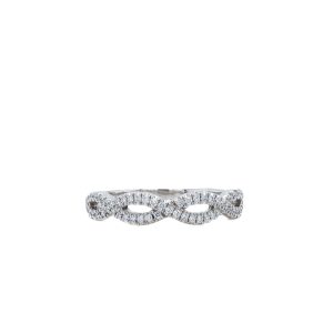 14k White Gold Diamond Twisted Band