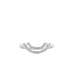 14k White Gold Diamond Double Contour Band