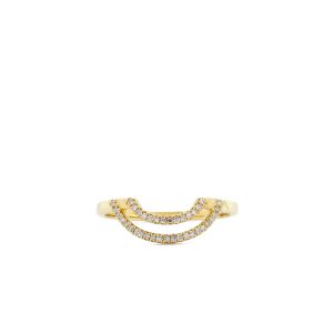 14k Yellow Gold Diamond Double Contour Band