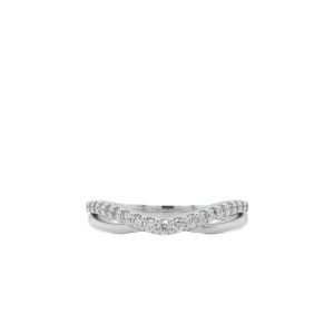 14k White Gold Curved Diamond Band at .17 ctw