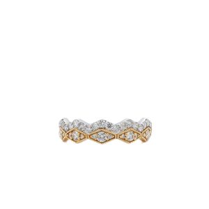 14k Two Tone Gold Diamond Two-Row Stacked Ring