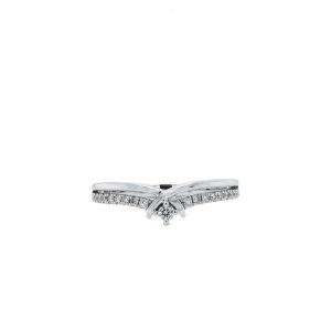 14k White Gold Diamond Contour Band