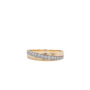 14k Two Tone Gold Diamond Asymmetrical Band