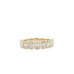 14k Yellow Gold Diamond Emerald Cut Bezel Band