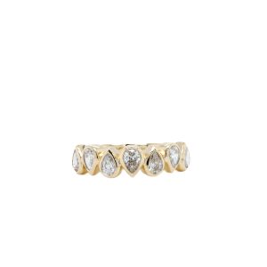 14k Yellow Gold Diamond Pear Bezel Band