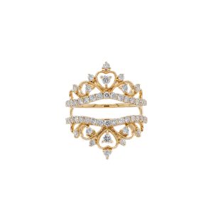 14k Yellow Gold Diamond Tiara Guard Ring
