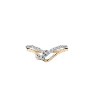 14k Two Tone Gold Diamond Double Contour Band