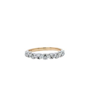 14k Two Tone Gold Diamond Marquise Band