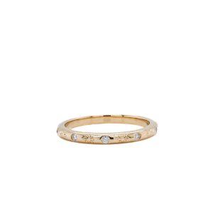 14k Yellow Gold Diamond Flower Band
