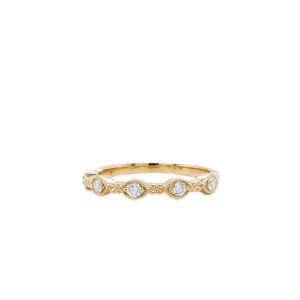 14k Yellow Gold Diamond Milgrain Band