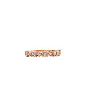 14k Rose Gold Diamond Alternating Band