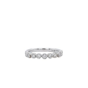 18k White Gold Diamond Milgrain Bezel Band