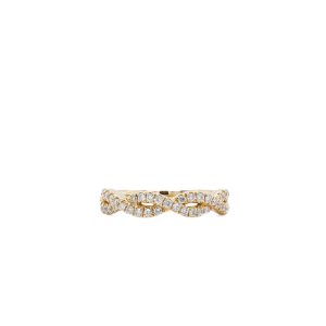 14k Yellow Gold Diamond Pave Twist Band