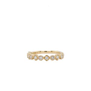 14k Yellow Gold Diamond Milgrain Alternating Band