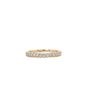 14k Yellow Gold Diamond Milgrain Bezel Band