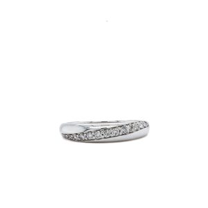 14k White Gold Diamond Swirl Band