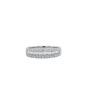 14k White Gold Diamond Baguette Band .58ctw