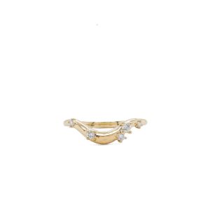 14k Yellow Gold Diamond Sprinkle Contour Band