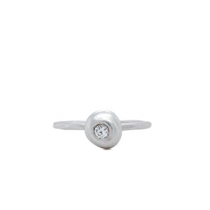 14k White Gold Diamond Bezel Ring