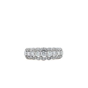 14k White Gold Diamond Three Row Ring