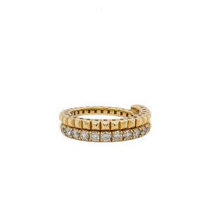 14k Yellow Gold Diamond Textured Two-Row Flex Ring