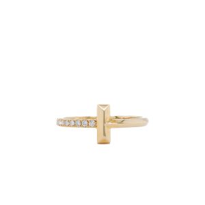 14k Yellow Gold Diamond Vertical Bar Ring