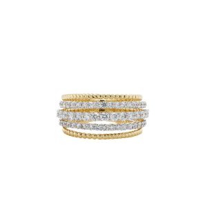 14k Two Tone Gold Diamond Five-Row Ring