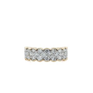 14k Two Tone Gold Diamond Scalloped Ring