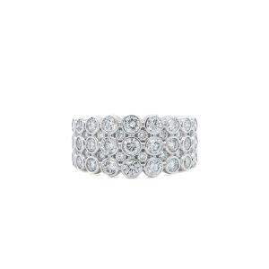 14k White Gold Diamond Multi-Row Bezel Ring