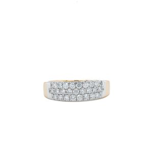 14k Two Tone Gold Diamond Honeycomb Ring