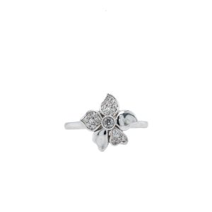 10k White Gold Diamond Pave Flower Ring