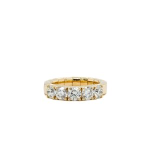 14k Yellow Gold Diamond Five-Stone Stretch Ring