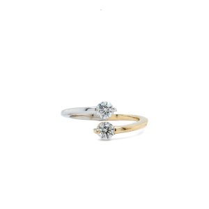 14k Two Tone Gold Diamond Bypass Ring
