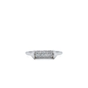 14k White Gold Diamond Bar Ring