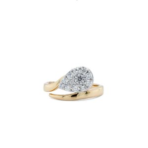14k Two Tone Gold Diamond Pear Cluster Wrap Ring