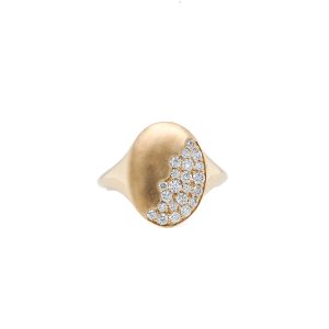 14k Yellow Gold Diamond Sprinkle Signet Ring