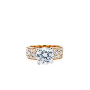 14k Yellow Gold Diamond Wide Band Engagement Ring Mounting 1.13ctw