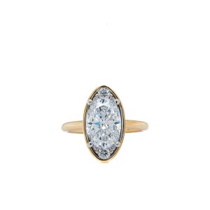 14k Two Tone Diamond Moval Engagement Ring Mounting