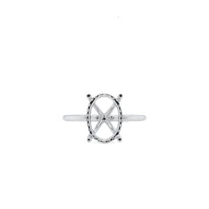 14k White Gold Diamond Hidden Halo Solitaire Engagement Ring Mounting