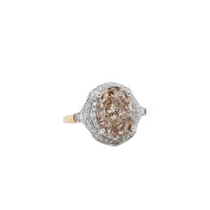 14k Two Tone Gold Lab Grown Fancy Brown Diamond Vintage-Inspired Engagement Ring