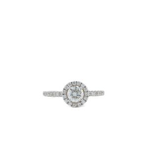 14k White Gold Round Diamond Halo Engagement Ring .85ctw
