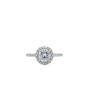 14k White Gold Diamond Halo Engagement Ring 1.10ctw